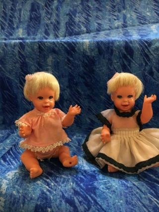 2 Vintage Mattel Cheerful Mini Small 7” Baby Doll Outfit 1966