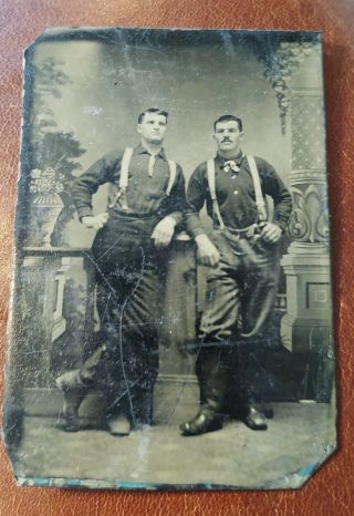 Rare Firefighters Tintype 2 Men 1880 