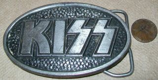 1977 Kiss Army Aucoin Management Belt Buckle Oval Logo Vintage Rare
