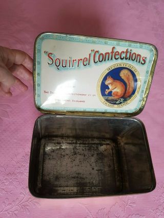Large Antique Confectionary Sweets Tin Advertising Squirrels Bird 6 X 5 X 8 In