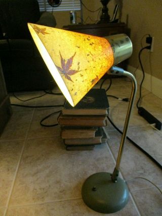 Atomic Mid Century Adjustable Desk Lamp.  Rare Fiberglass Shade.  Perfect.