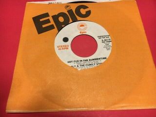 Sly & The Family Stone Hot Fun In The Summertime 45 Vinyl Promo Record Rare