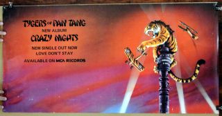 Tygers Of Pan Tang Crazy Nights Lp Promo Poster 39 " X 20 " Mca Records 1981 Rare