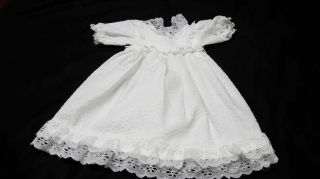 Vintage White Cotton Doll Dress With Lace