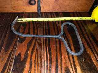 Vintage Antique Hay Straw Bale Hook Ice Meat Grapple Solid Iron Rustic Farm Tool
