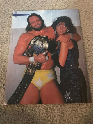 Vintage Wwf Macho Man Randy Savage & Miss Elizabeth Pinup Photo 1986 1980s Rare
