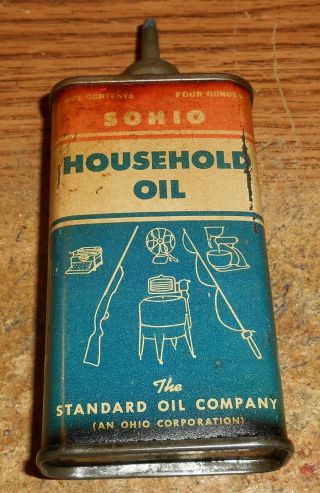 Early Sohio Household Oil Handy Oiler Can/lead Top/very Rare