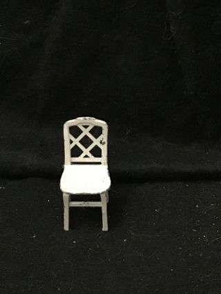 Vintage Tootsie Toy Tiny Dollhouse Miniature 1 3/4” Tall White Side Chair Metal