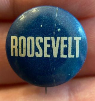 1932 Franklin Roosevelt Blue Presidential Campaign Button 3/4” Pin Fdr Rare R14