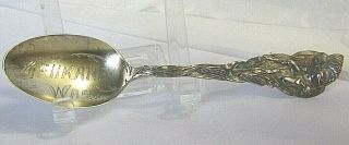 Ssmc Sterling Silver Souvenir Spoon Spokane Wash (wa) Indian Cheif W Corn Handle