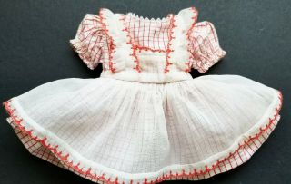 Vintageadorable Red And White Check Doll Dress With Pinnafore Fits 16 " Dolls