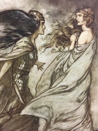 Dramatic Antique 1911 Arthur Rackham Color Illustration Print Twilight Of Gods