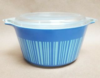 Rare 1966 Pyrex Blue Barcode 473 1 Quart Casserole Bowl