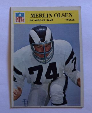 Rare Merlin Olsen 1966 Philadelphia Gum Football Card 102 Los Angeles Rams