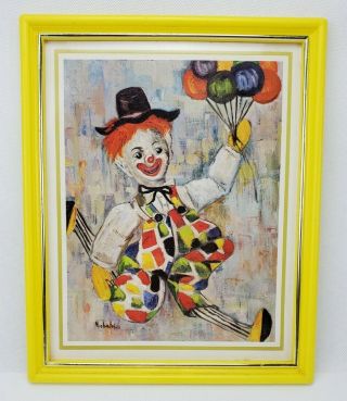 Vintage Framed Clown Art Print By Michele