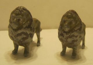 Antique Pot Metal Miniature Lion Figurines Overall