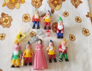 Vintage Disney Snow White & The 7 Dwarfs Cake Topper Decoration Figures
