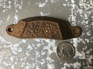 Vintage Ornate Victorian Cast Iron Bin Drawer Pull 4 " (3 - 7/16 " C To C)
