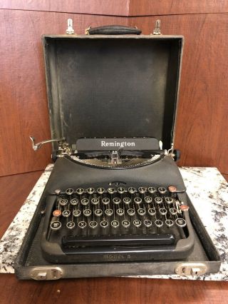 Vintage 1930’s Remington Model 5 Glass Key Typewriter Rare Red Keys With Case