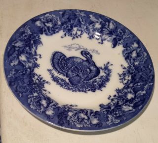 Antique Wedgwood Flow Blue " Turkey " Dinner Plate 10 "