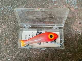 Vintage Texas Fishing Lure Bingo Hump M4 White Scales With Pink Florescent Nose