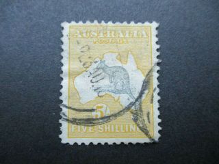 Kangaroo Stamps: 5/ - Yellow 1st Watermark - Rare - (k183)