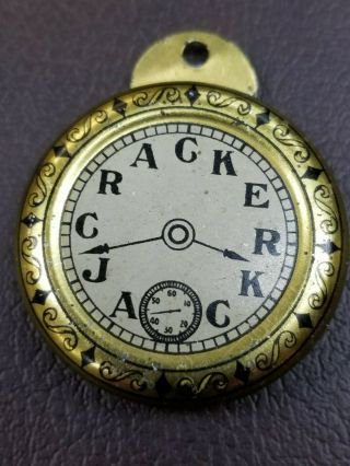 Early Antique Cracker Jack Prize Metal Pocket Watch Clock Surprise Toy 1940s