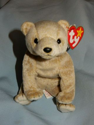 Ty Beanie Babies 1999 Almond Bear With Tags Rare With Tag Misprints
