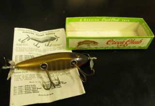 Vintage Creek Chub Injured Minnow In Pikie Scale With Glass Eyes