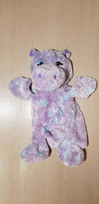 Build A Bear Purple Tye Dye Hippie Hippo,  Soft Embroidered Eyes,  Blue Unstuffed