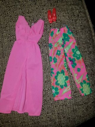 Vintage Barbie Evening In Pink Dress And Flowered Pants