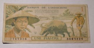 Indochine Indochina Vietnam 1 Piastre 1949 P - 74 Rare Banknote Papermoney