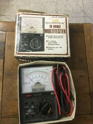 Vintage Micronta 18 - Range Multitester Radio Shack No.  22 - 201u W/ Box