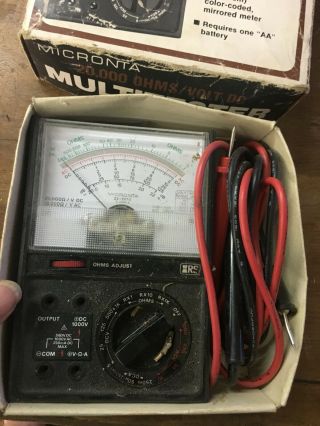 Vintage Micronta 18 - Range Multitester Radio Shack No.  22 - 201U w/ Box 2