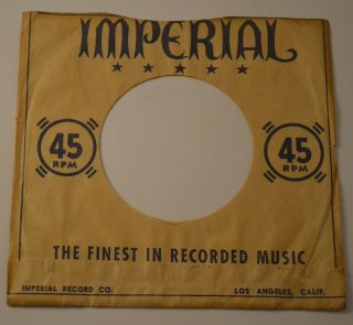 Very Rare Early Imperial 45 Company Sleeve Early 1950’s