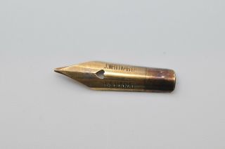 Lovely Rare Vintage Spare J.  Whytwarth Fountain Pen Nib 14ct - Medium Tip