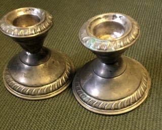 Vintage Crown Sterling Silver Weighted Candlestick Candle Holders 2.  5 "