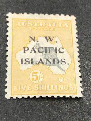 1915 Guinea Kangaroo N.  W.  Pacific Islands Five Shillings Grey&yellow Mh Rare