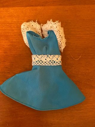 Rare Vintage Mattel 1966 Francie Hair Happenins Blue Mini Dress W/ White Lace