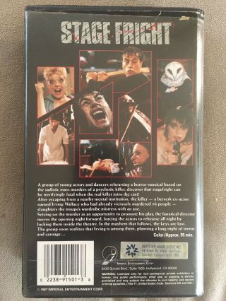 Stage Fright VHS Big Box Clamshell Italian Horror Imperial Norstar Video RARE 2