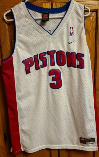 Rare Vtg Nike Nba Detroit Pistons Ben Wallace 3 Swingman Jersey Mens L,  2 Signed