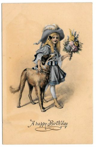 Antique Postcard Raphael Tuck & Sons De Luxe Birthday Greetings