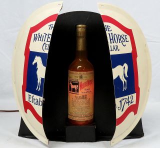 1930s Browne Vintners White Horse Cellar Scotch Whiskey Lighted Motion Sign Rare