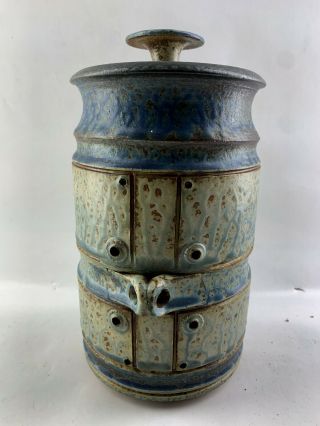 Unusual Australian Studio Pottery Vase Signed Stuart Taylor Airlie Rare Vintage