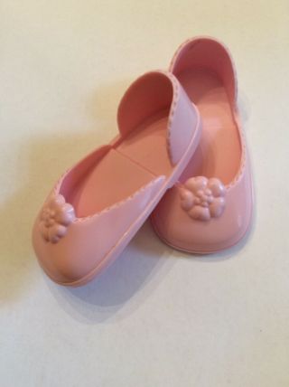 Vintage Doll Shoes Pink Plastic Slip On