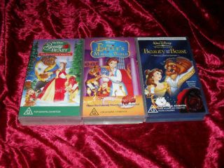 Walt Disney Beauty And The Beast X 3 Videos Vhs Pal A Rare Find