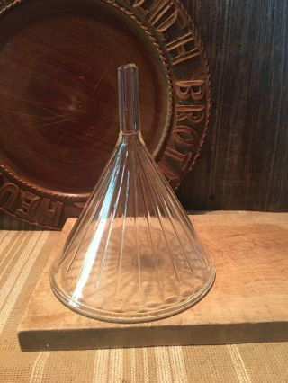 Vintage - Antique W.  T.  Co.  Ribbed Glass Funnel - 7” Tall
