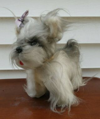 8 " High Vintage Antique Stuffed Female Dog Long Haired Schnauzer Jestia No.  451
