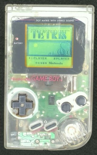 Rare Vintage Handheld Nintendo Game Boy Pocket Clear Plastic Tetris