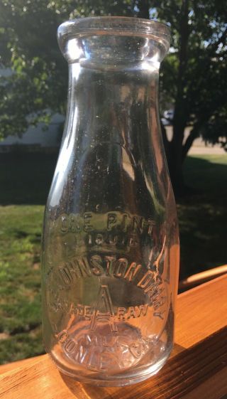 Rare One Pint O.  E.  Johnston Dairy Conley,  Ga - Georgia Slug Plate Milk Bottle